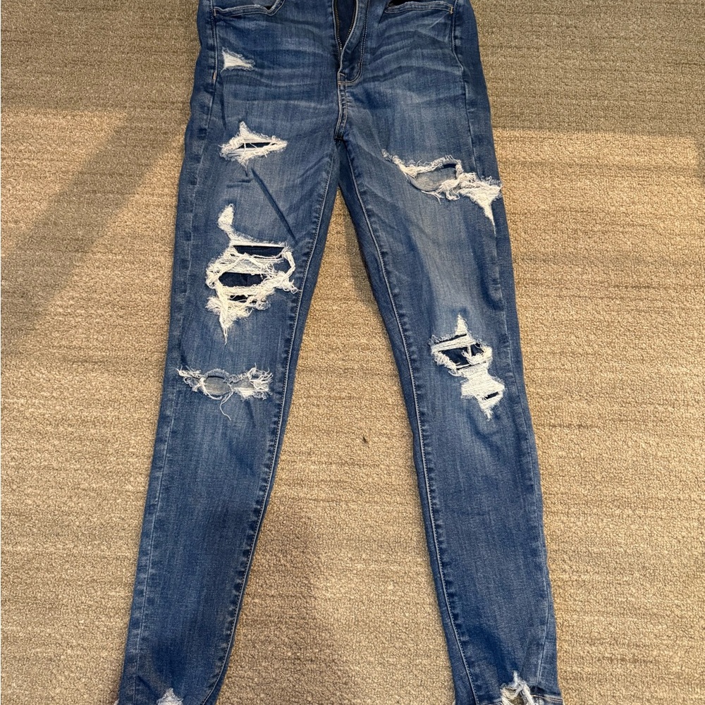 American Eagle Outfitters Ripped Blue Skinny Jeans